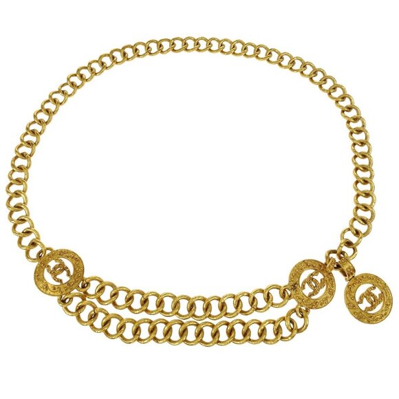 Chanel Chain Belt Medallion Gold 94A Small Good XX02778 - Picture 1 of 4